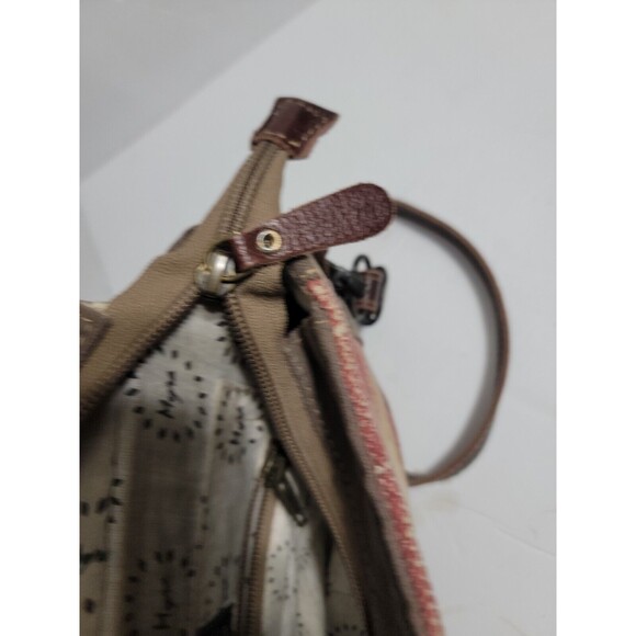 Myra Bag Women's Tracery Design Upcycled Canvas/Cowhide Messenger Crossbody Bag - Picture 5 of 11
